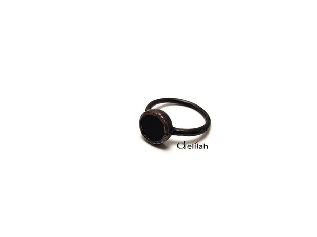 Inel din cupru si banut black onyx oxidat IN041