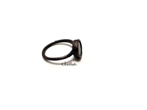 Inel din cupru si banut black onyx oxidat IN041
