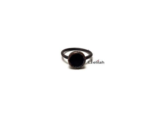 Inel din cupru si banut black onyx oxidat IN041