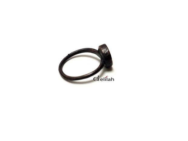 Inel din cupru si banut black onyx oxidat IN041