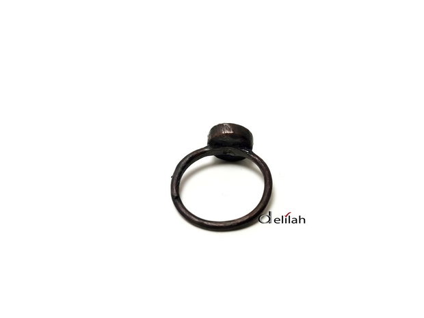 Inel din cupru si banut black onyx oxidat IN041