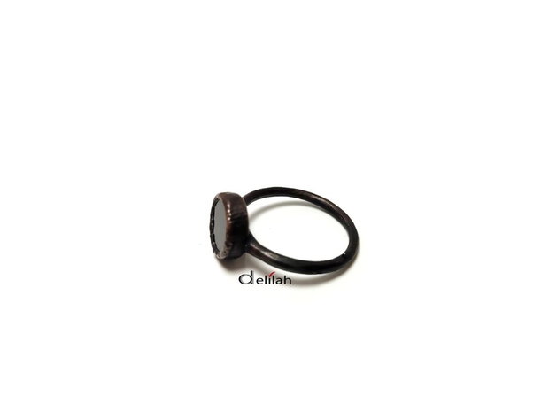 Inel din cupru si banut black onyx oxidat IN041