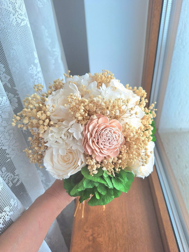 Buchet mireasa flori criogenate / Buchet mireasa flori uscate