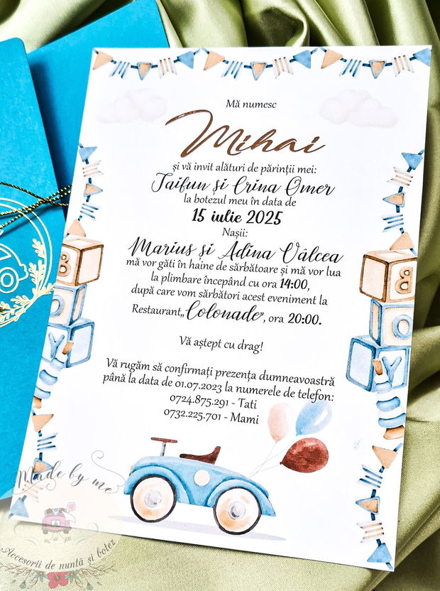Invitatie botez masinuta