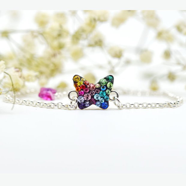 Bratara handmade simbol Fluturas Curcubeu - Argint 925