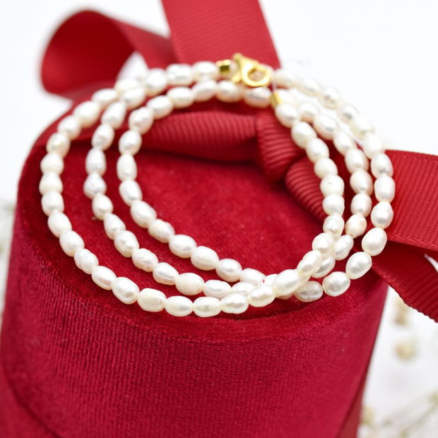 Lantisor / Choker / Perle de cultura / Argint 925 placat cu aur