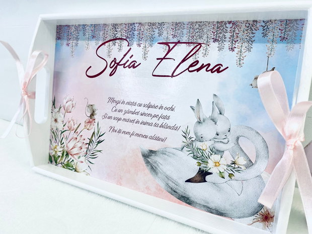 Set aniversar personalizat 1 anisor - Lebada si iepurasii