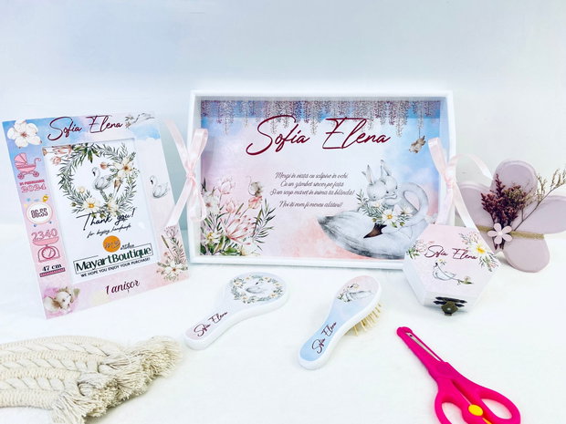 Set aniversar personalizat 1 anisor - Lebada si iepurasii