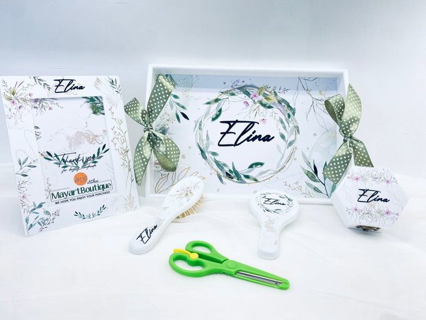 Set aniversar personalizat 1 anisor - Green&Gold Leaves