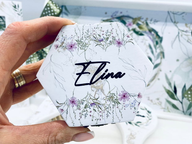 Set aniversar personalizat 1 anisor - Green&Gold Leaves