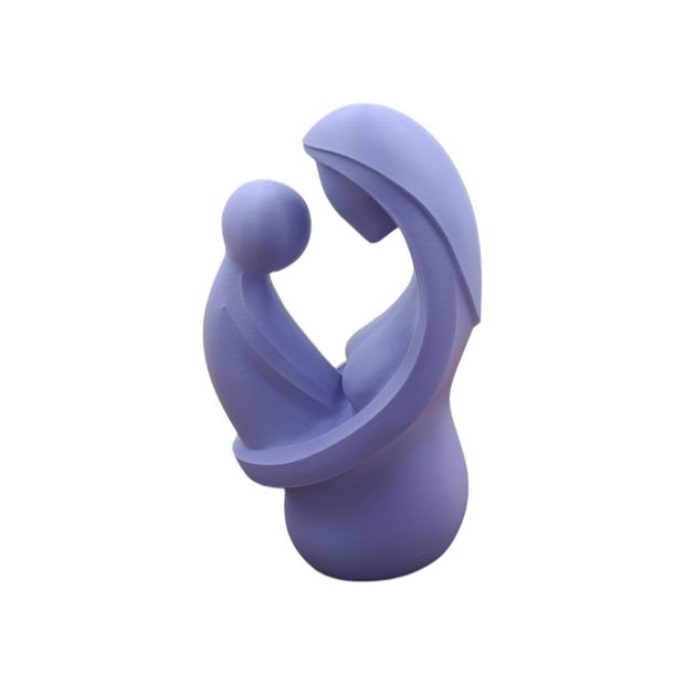 Figurină Mama și Copilul, Sculptură Modernă 3D, Design Minimalist Eco-Friendly - Cadoul Perfect pentru Ziua Mamei