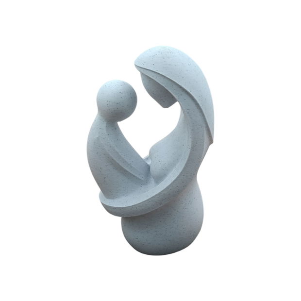 Figurină Mama și Copilul, Sculptură Modernă 3D, Design Minimalist Eco-Friendly - Cadoul Perfect pentru Ziua Mamei