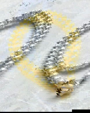 Colier perle Mallorca auriu deschis