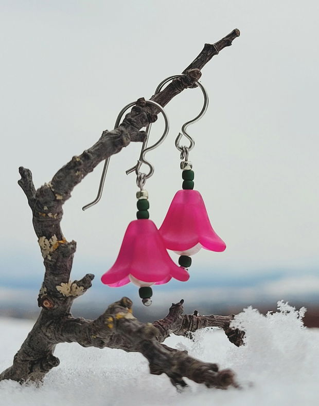 Cercei-Mărțișor clopoței Fuchsia