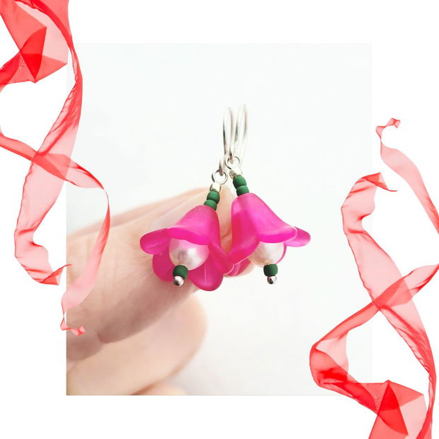 Cercei-Mărțișor clopoței Fuchsia