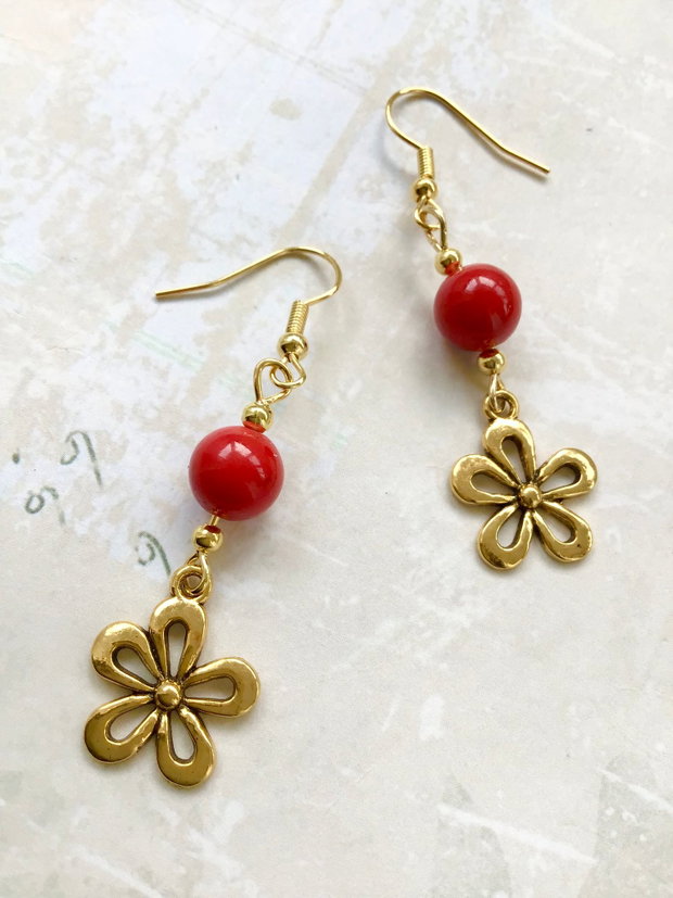 Cercei vintage Jad rosu MARTISOR
