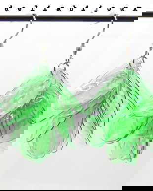 Cercei statement handmade unicat - PET-uri (plastic) reciclate - petale - aripioare (cod1177)