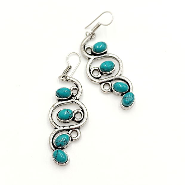 Cercei argintii cu howlite turcoaz, 4417