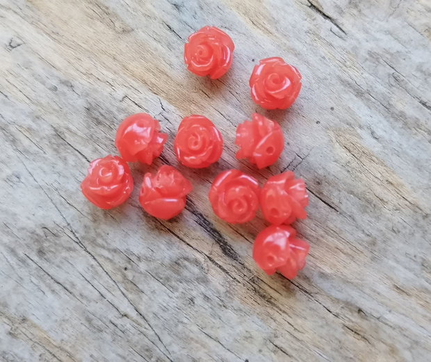 Trandafirasi 3D din pasta de coral, 8x8 mm