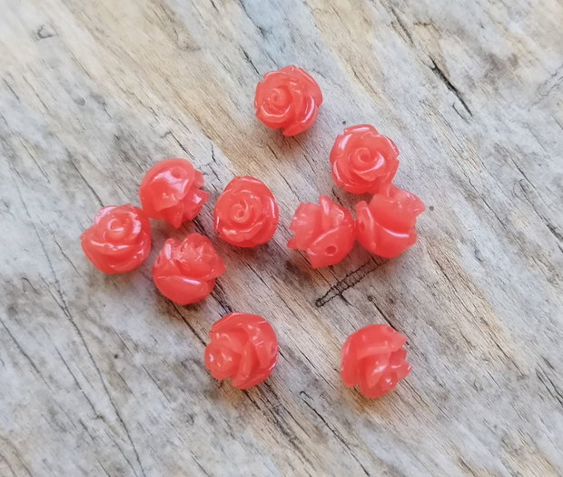 Trandafirasi 3D din pasta de coral, 8x8 mm