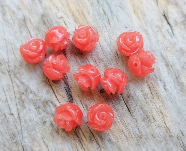 Trandafirasi 3D din pasta de coral, 8x8 mm
