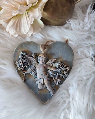 Decoratiune Handmade Inima cu Ingeras