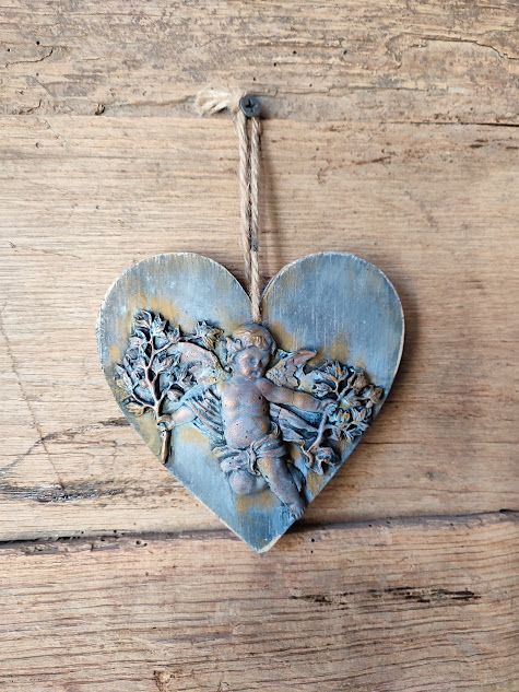 Decoratiune Handmade Inima cu Ingeras
