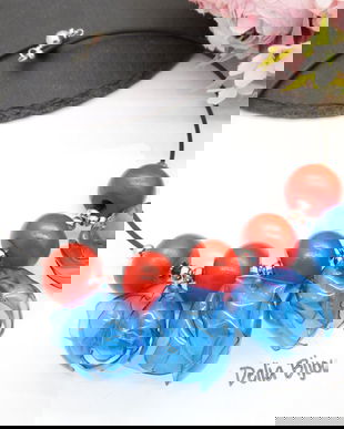 Colier statement handmade unicat - PET-uri (plastic) reciclate - flori (cod1196)