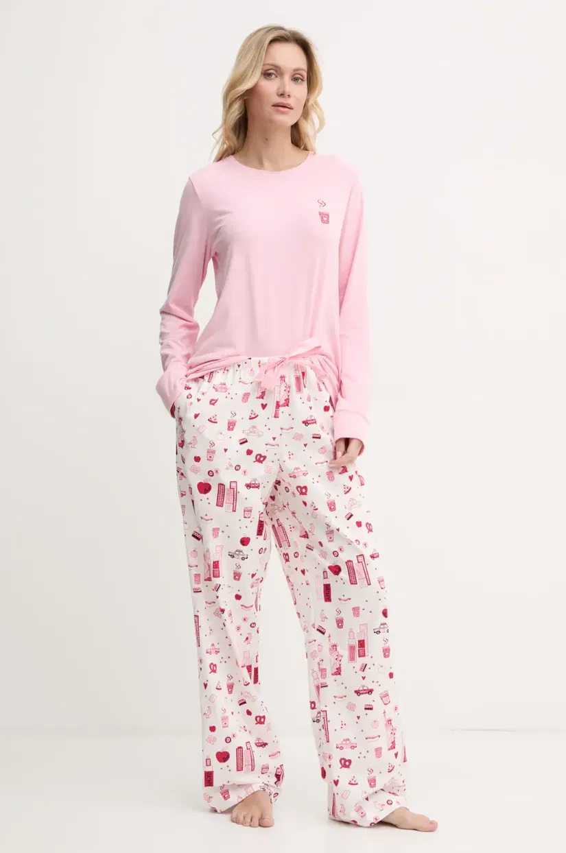 Dkny pijama femei, culoarea roz, YI80037