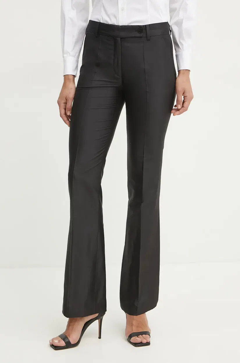 Luisa Spagnoli pantaloni femei, culoarea negru, drept, medium waist, 541992