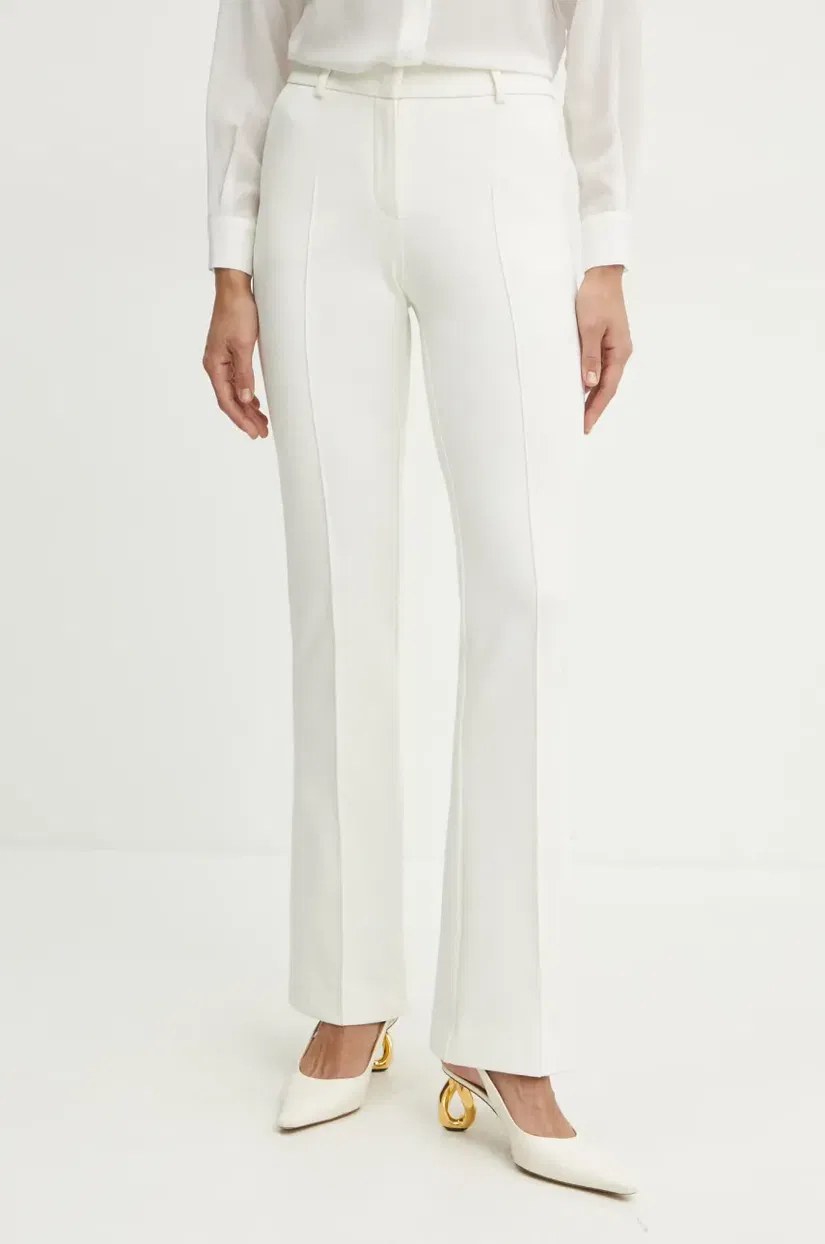 Luisa Spagnoli pantaloni femei, culoarea bej, evazati, medium waist, 541824