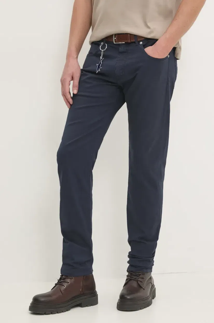 Paul&Shark pantaloni bărbați, culoarea bleumarin, cu fason chinos, 24414021