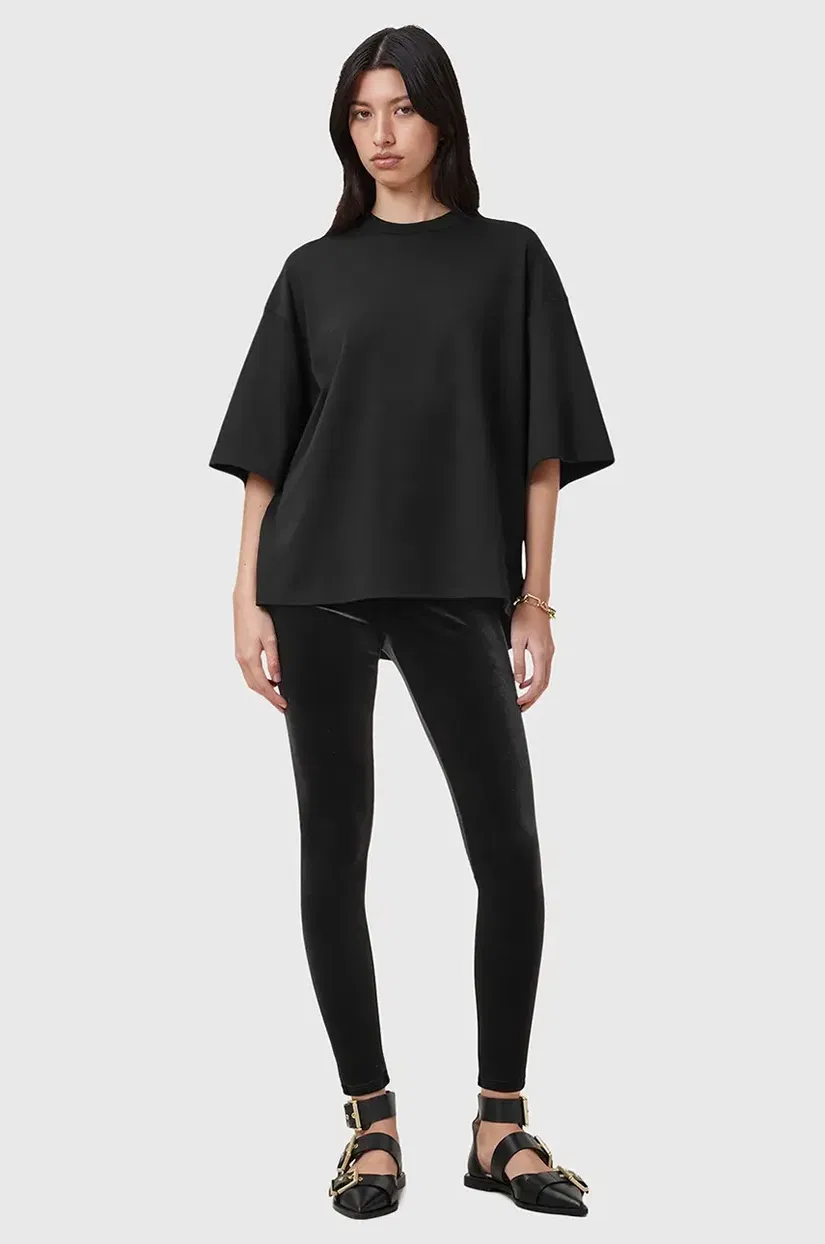 AllSaints colanți CORA femei, culoarea negru, uni, W006TZ