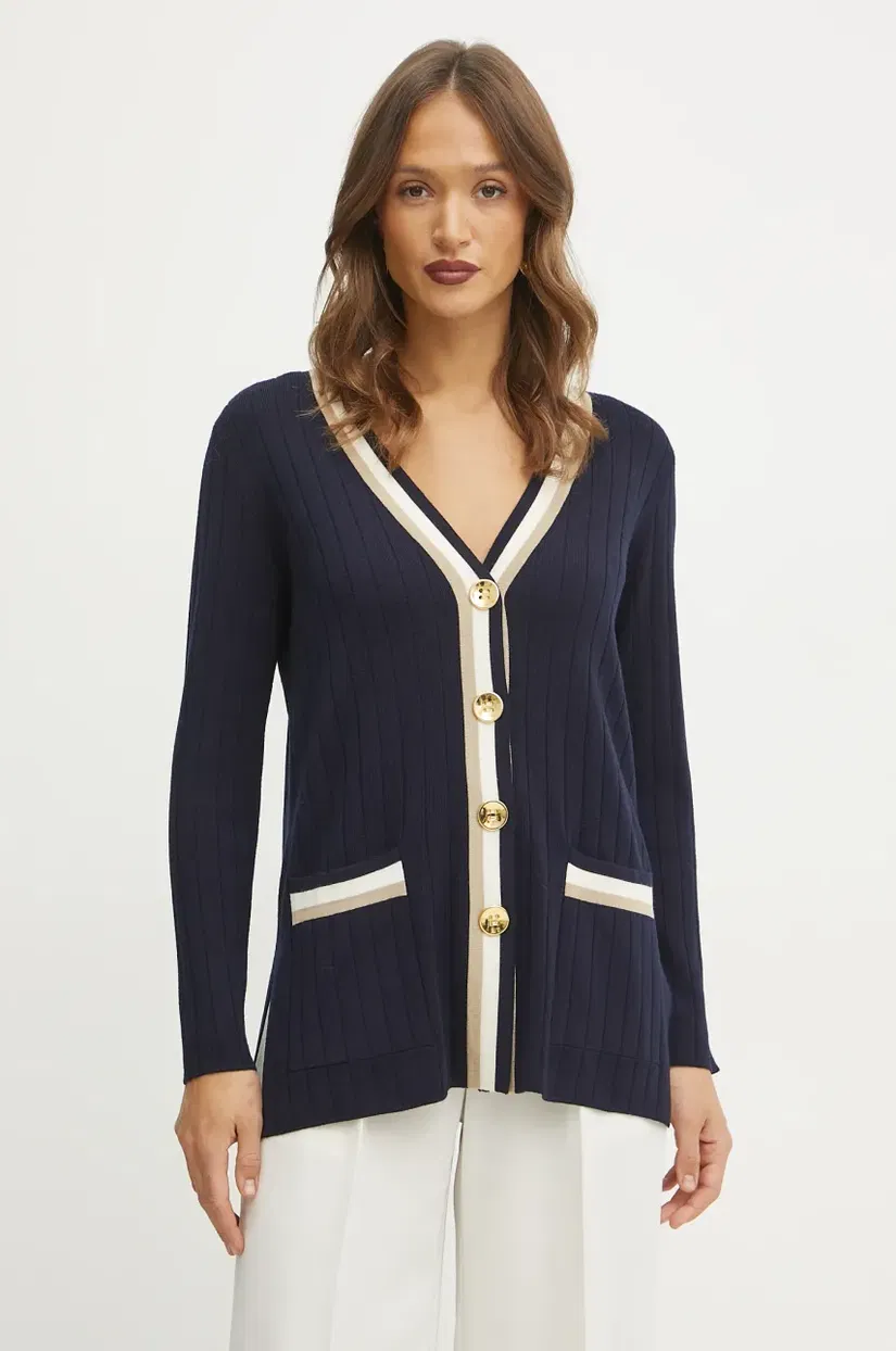 Luisa Spagnoli cardigan din lână femei, culoarea bleumarin, light, 58593