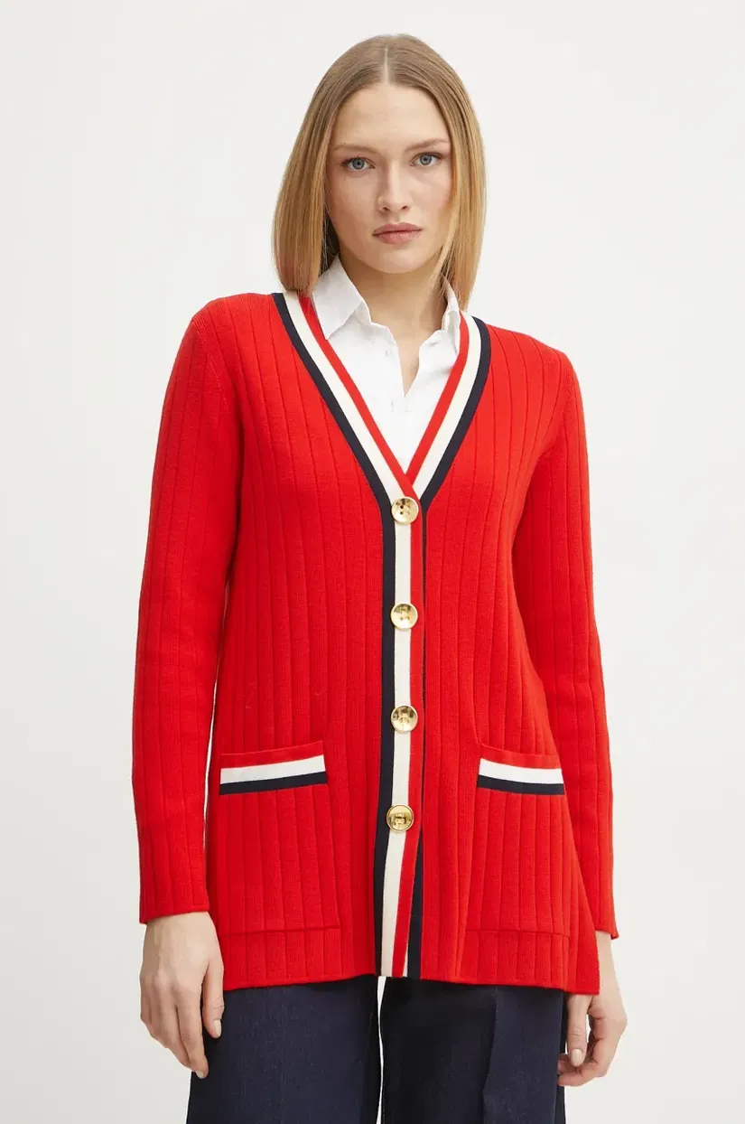 Luisa Spagnoli cardigan din lână femei, culoarea roșu, light, 58593