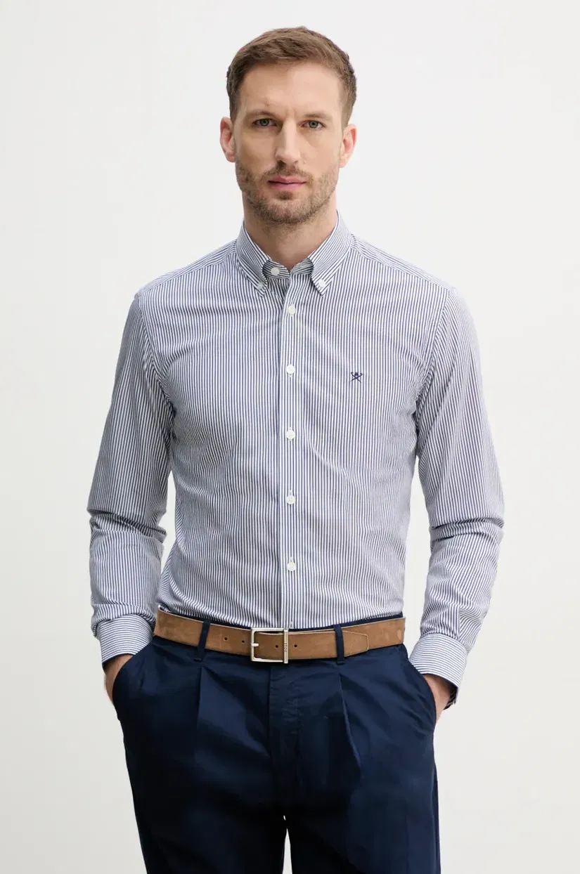 Hackett London cămașă bărbați, culoarea bleumarin, cu guler clasic, relaxed, HM3010261