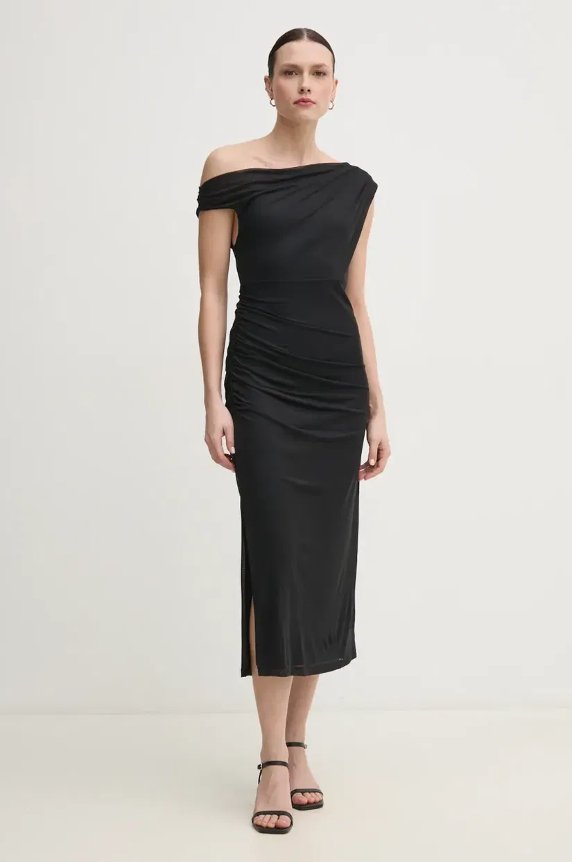 Dkny rochie culoarea negru, midi, mulata, DD5M1H45