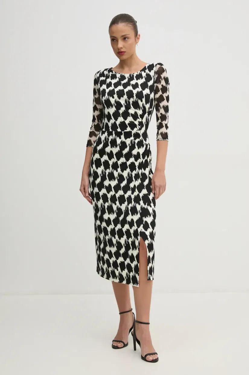 DIANE VON FURSTENBERG rochie culoarea bej, midi, mulata, DVFDL4S038