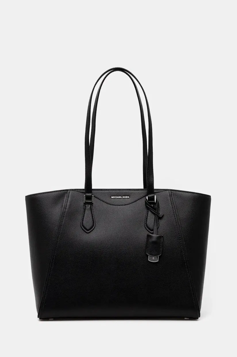 MICHAEL Michael Kors poseta de piele culoarea negru, 30F4STBT7L