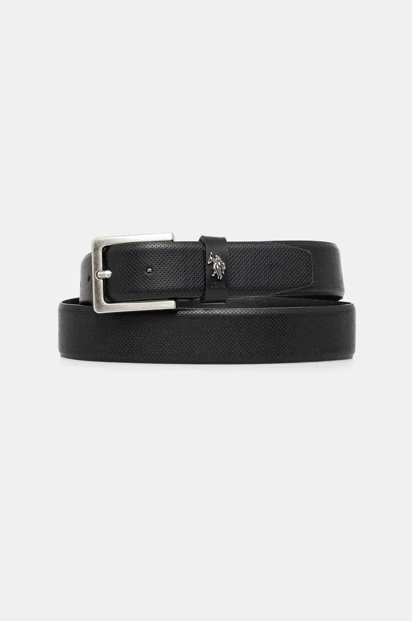 U.S. Polo Assn. curea de piele Michigan barbati, culoarea negru, WIUQH2570MHA