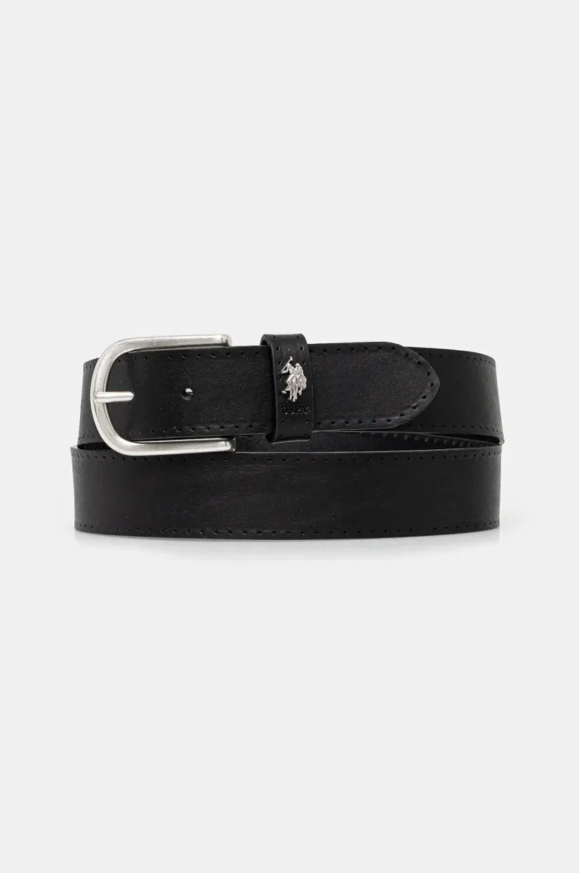 U.S. Polo Assn. curea de piele Dallas barbati, culoarea negru, WEUDX2641MHA