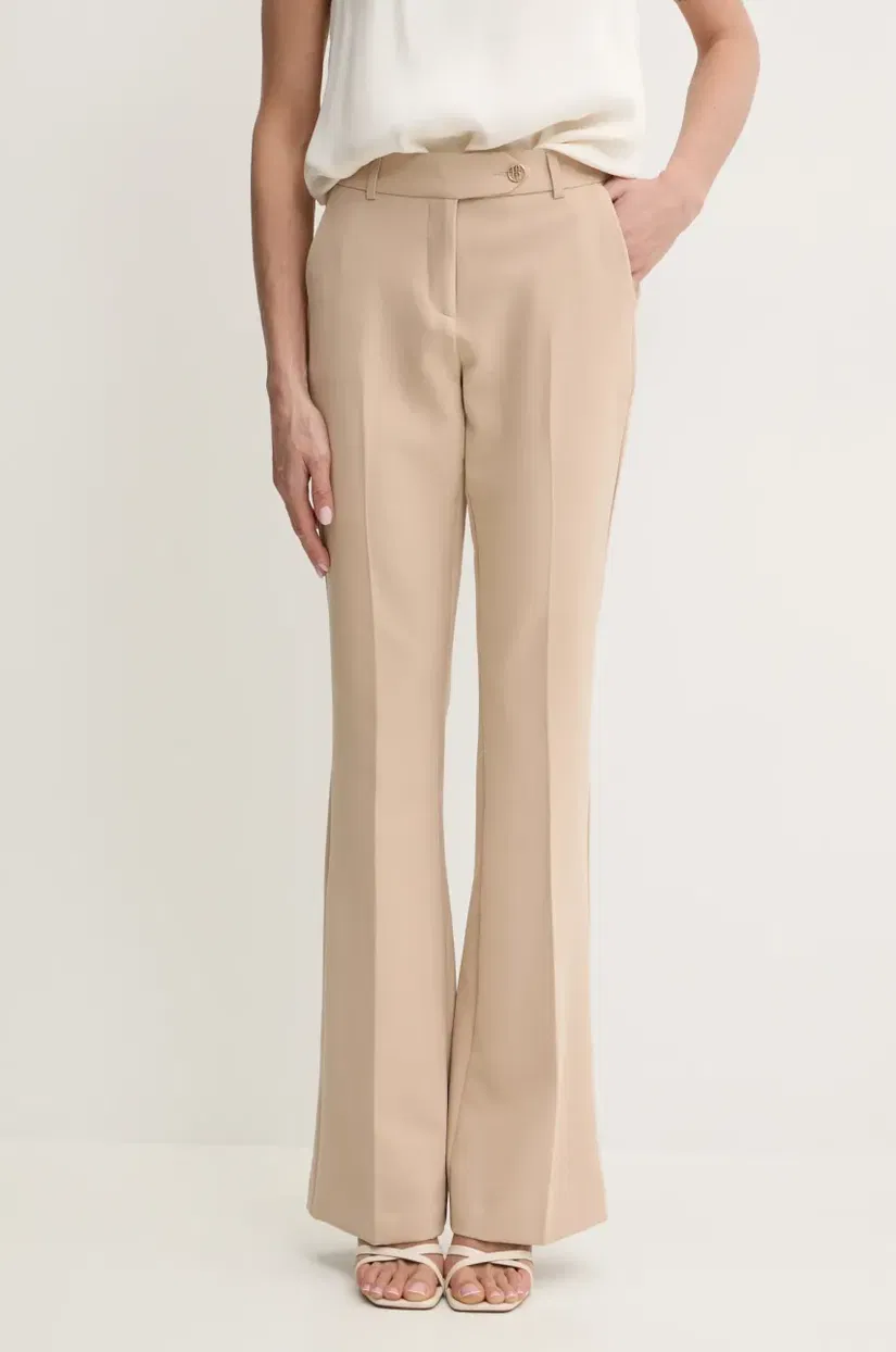 Fracomina pantaloni femei, culoarea bej, evazați, medium waist, FR25SVA004W42901