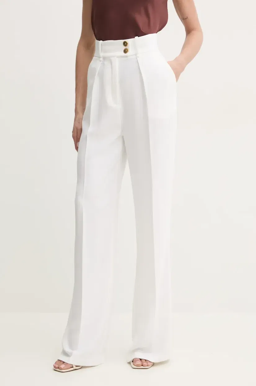 Elisabetta Franchi pantaloni femei, culoarea bej, drept, high waist, PA06451E2