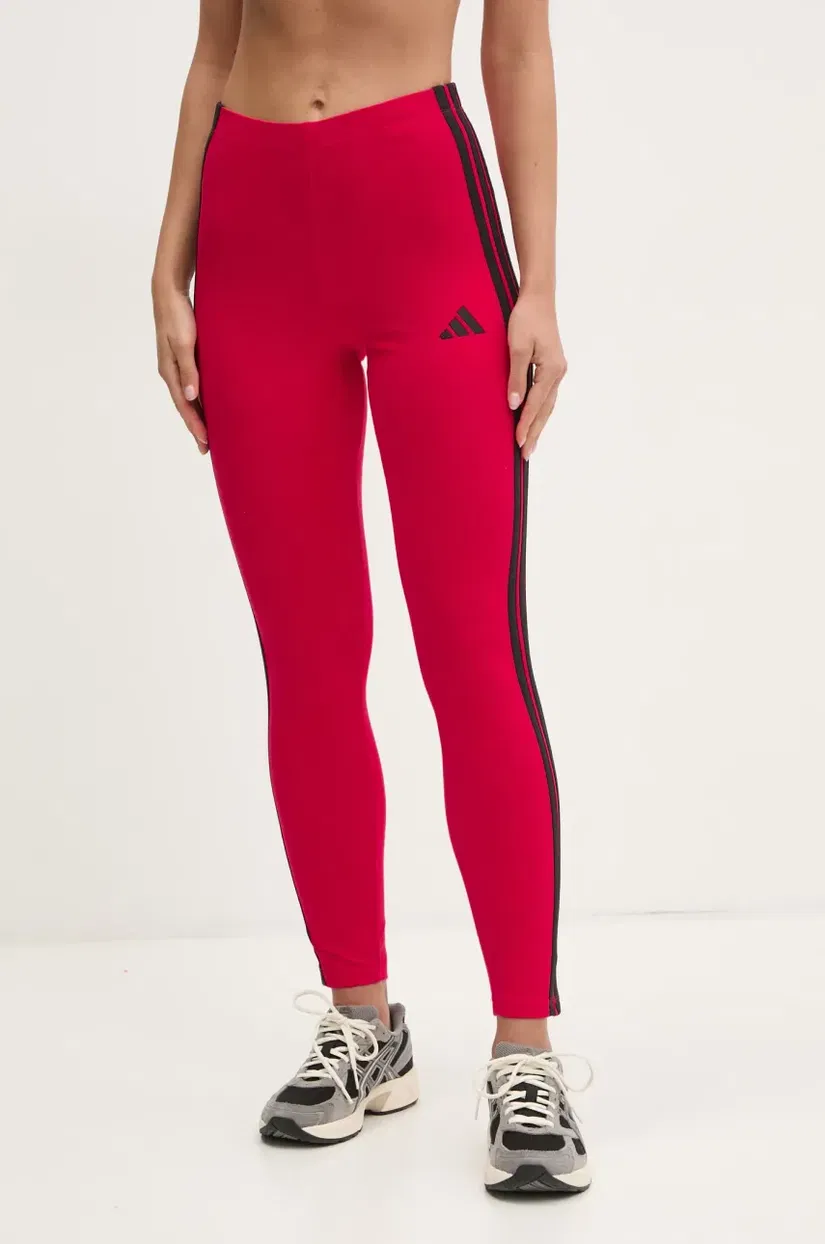 adidas colanți Essentials femei, culoarea roșu, cu imprimeu, JE0078