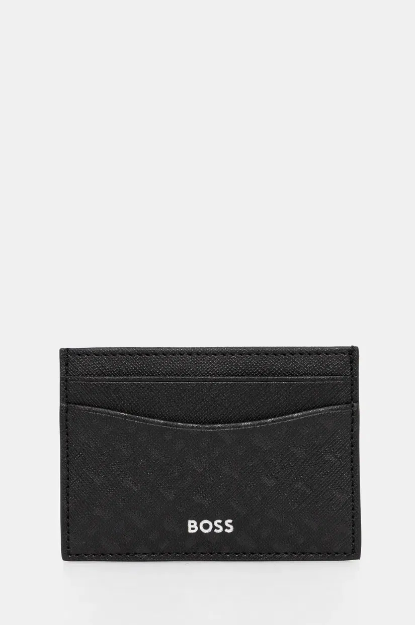 BOSS card holder din piele culoarea negru, 50542389