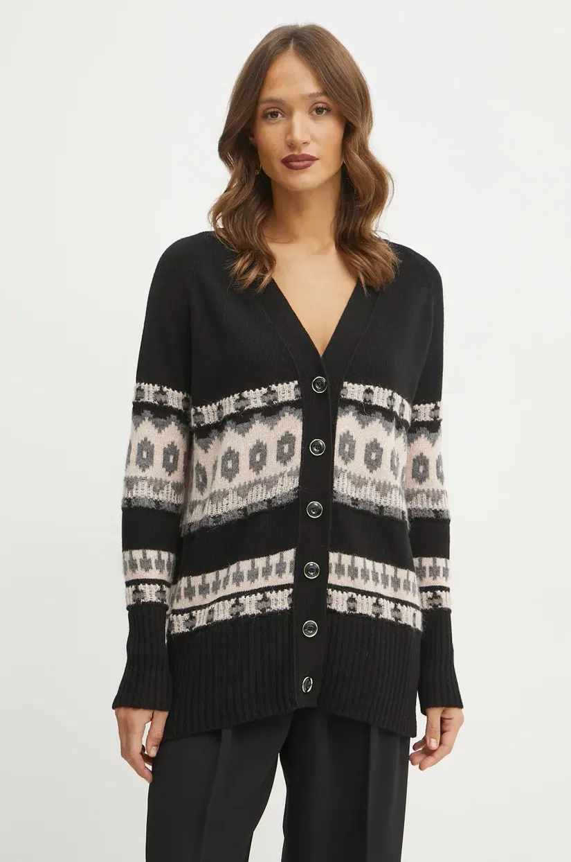 Marella cardigan din lână femei, culoarea negru, 2423346102200