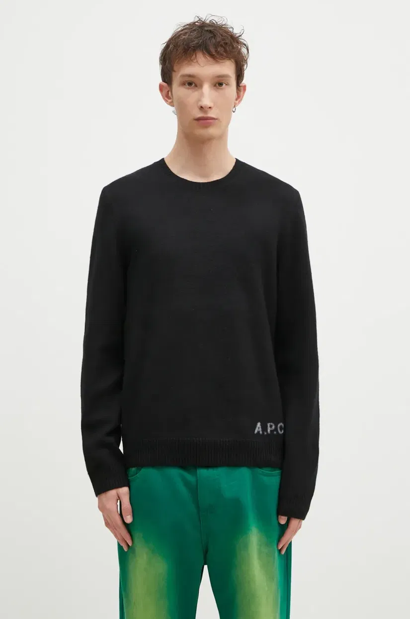 A.P.C. pulover de lana Pull Edward barbati, culoarea negru, WVBDJ.H23059