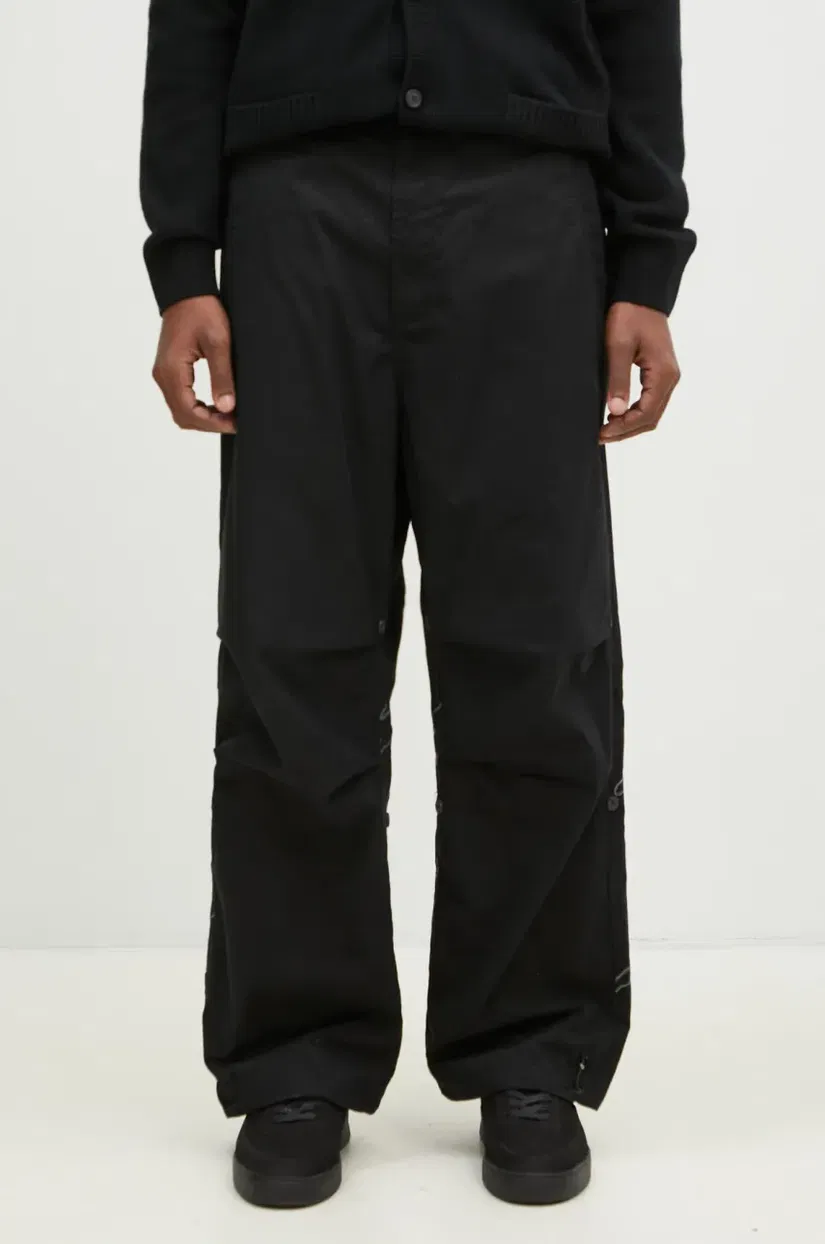 Maharishi pantaloni de bumbac Bonsai Landscape Loose Snopants culoarea negru, drept, 5346.BLACK