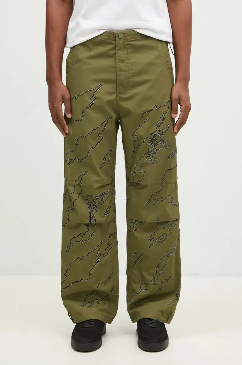 Maharishi pantaloni de bumbac Dpm: Sparse Bonsai Snopants culoarea verde, drept, 5340.OLIVE