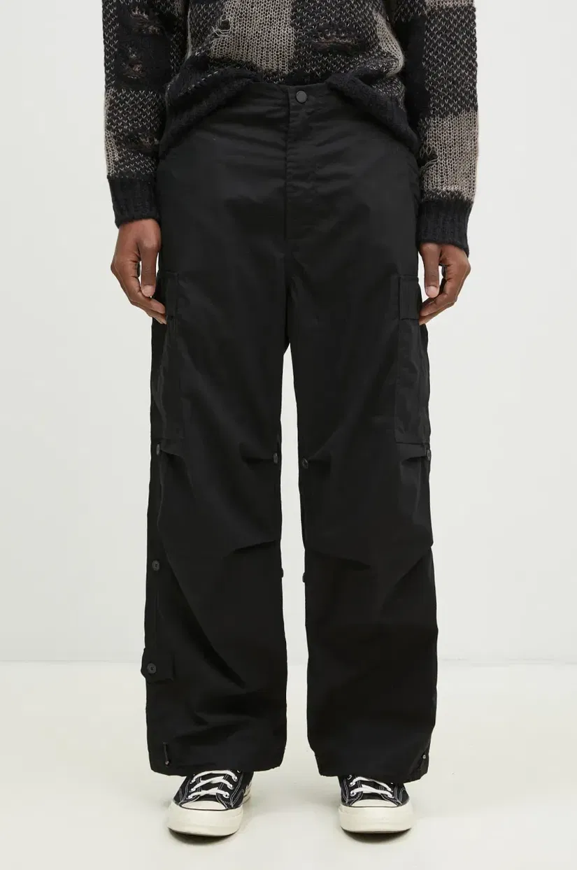 Maharishi pantaloni de bumbac Original Cargo Snopants Loose culoarea negru, drept, 5300.BLACK